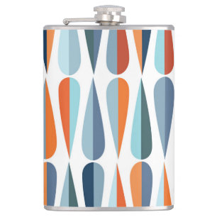 Retro-mid-century, Muster mit Tropfenformen. Flachmann