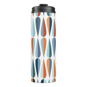 Retro-mid-century, Muster mit Tropfenformen. Thermosbecher