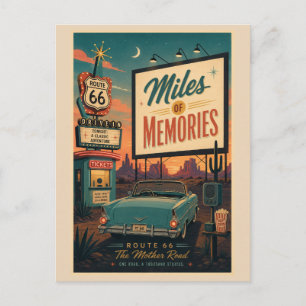 Retro Mid Century Route 66 Drive In Postkarte