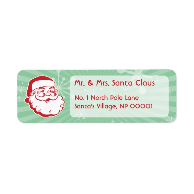 Retro Mid-Century Santa Claus Return Address Label (Vorne)