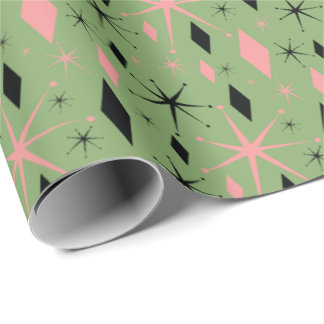 Retro Mid Century Starburst and Diamonds Wrapping  Geschenkpapier