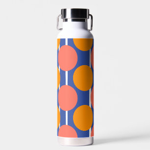 Retro-Mid-Century-Stil Orange Blau Punkte Trinkflasche