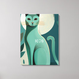 Retro Mid Century Style Cat Canvas Print Leinwanddruck