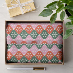 Retro Mid Mod Atom-Muster Rosa Grün Weihnachten Seidenpapier
