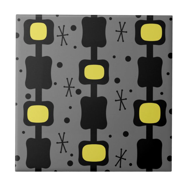 Retro Mid Mod Columns Box Gelb Fliese (Vorderseite)