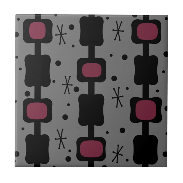 Retro Mid Mod Columns Box Maroon Fliese (Vorderseite)