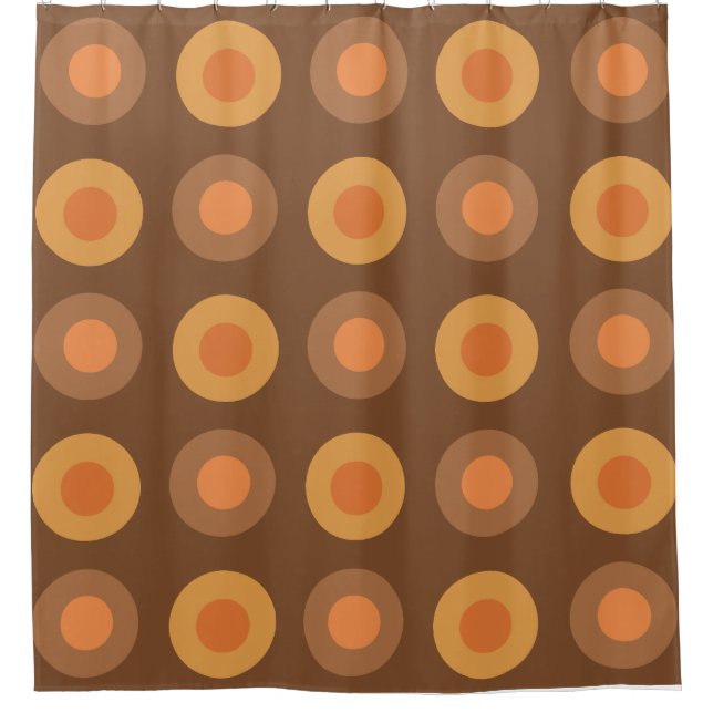 Retro MidCentury Dots Burnt Orange Duschvorhang (Vorderseite)