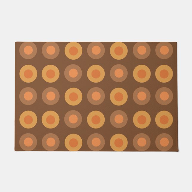 Retro MidCentury Dots Burnt Orange Fußmatte (Vorderseite)