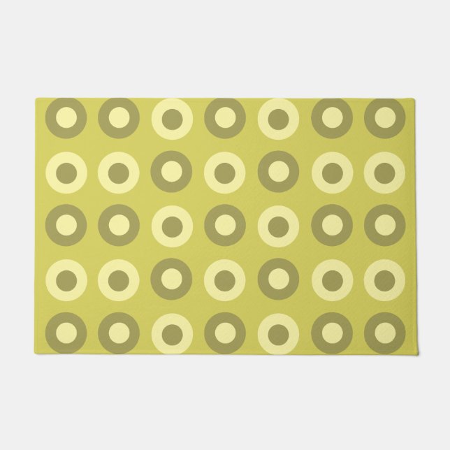 Retro MidCentury Dots Chartreuse Fußmatte (Vorderseite)