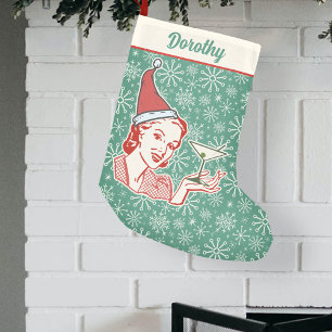 Retro-Midcentury-Modern-Frau-Martini-Glas individu Kleiner Weihnachtsstrumpf