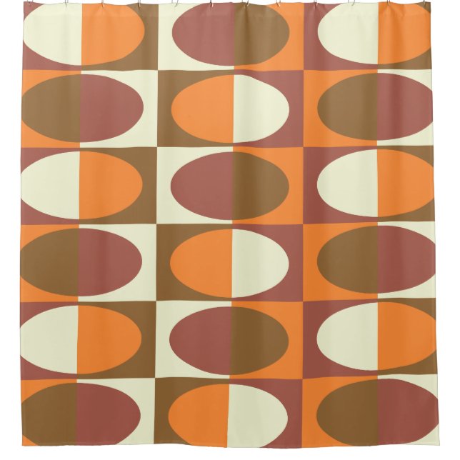 Retro MidCentury Oval Muster 1 Duschvorhang (Vorderseite)