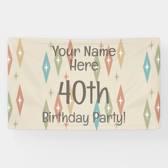 Retro Midjahrhundert 40. Geburtstag Banner (Horizontal)
