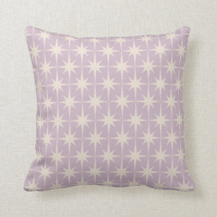 Retro Midjahrhundert 50er Star Pattern in Lilac Kissen