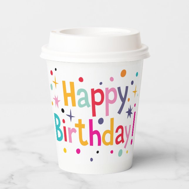 Retro Midjahrhundert Moderner Geburtstag Pappbecher (Rückseite)
