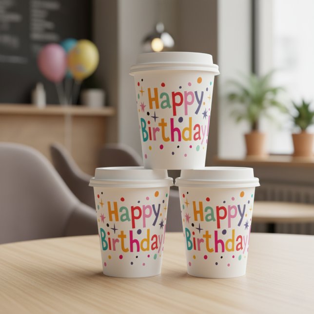Retro Midjahrhundert Moderner Geburtstag Pappbecher (Retro Midcentury Modern Birthday Paper Cups)