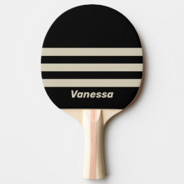 Retro Midnight Drei Quer-Streifendesign mit Namen Tischtennis Schläger