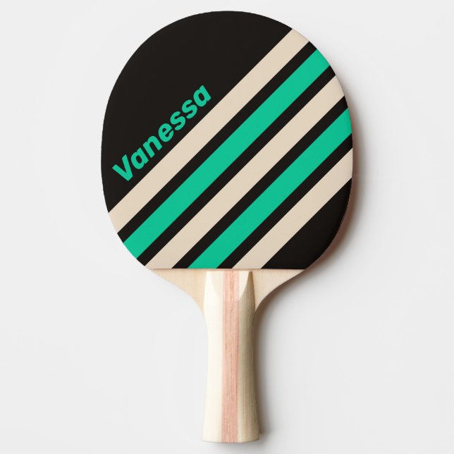 Retro Midnight Mint Angled Striping with Name Tischtennis Schläger (Vorderseite)