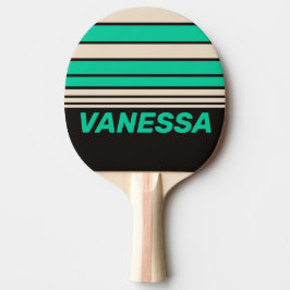 Retro Midnight Mint Horizon Striping with Name Tischtennis Schläger