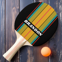 Retro Midnight Rainbow Board Streifen mit Namen Tischtennis Schläger
