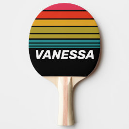 Retro Midnight Rainbow Horizon Striping with Name Tischtennis Schläger