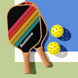 Retro Midnight Rainbow mit Name Pickleball Schläger
