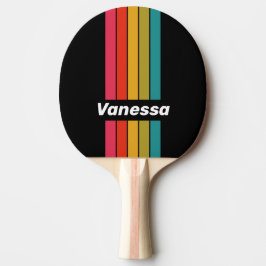 Retro Midnight Rainbow Pin Striped with Name Tischtennis Schläger