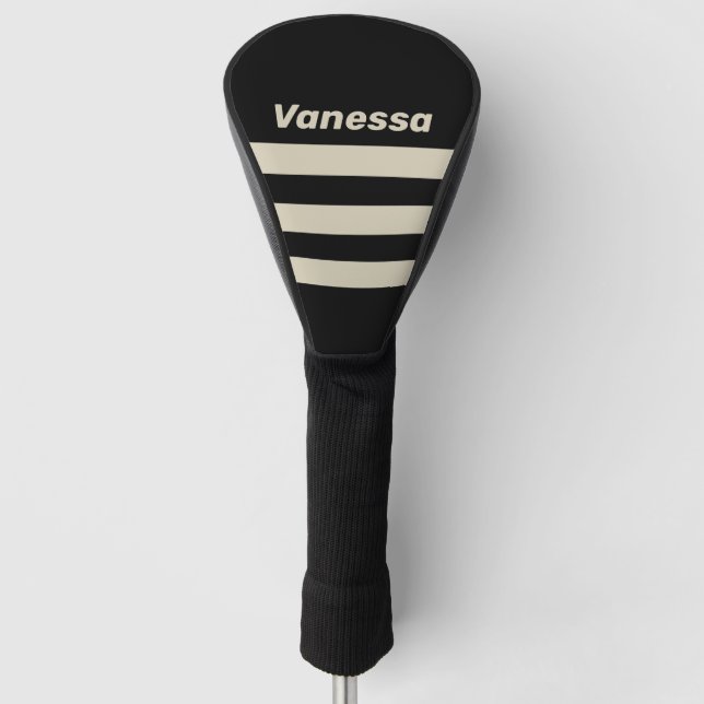 Retro Midnight Three Across Striping with Name Golf Headcover (Vorderseite)