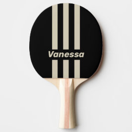 Retro Midnight Three Pin Stripes with Name Tischtennis Schläger