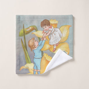 Rétro Mignon Douce Saint-Valentin, enfants et jonq