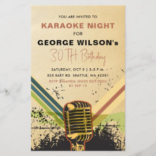 Retro-Mikrofon Karaoke-Party Einladung