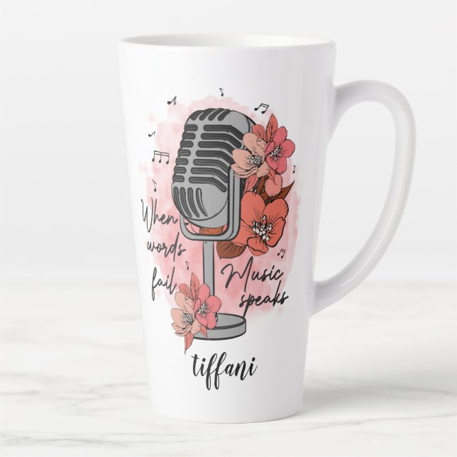Retro-Mikrofon, wenn Wörter Musik Versage Milchtasse (Rechts)