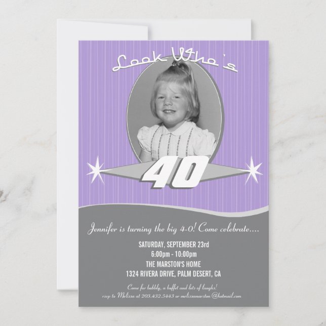 Retro Milestone Anniversaire Fête Photo Invitation (Devant)