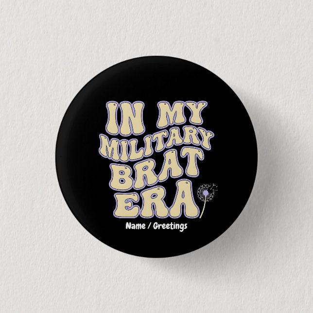 Retro-Militär-Gompertepoche Groovy Löwenzahn Lila  Button (Vorderseite)