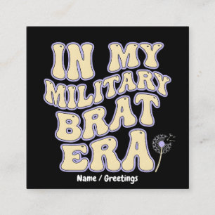 Retro-Militär-Gompertepoche Groovy Löwenzahn Lila  Quadratische Visitenkarte