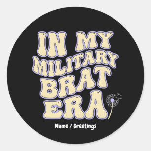 Retro-Militär-Gompertepoche Groovy Löwenzahn Lila  Runder Aufkleber