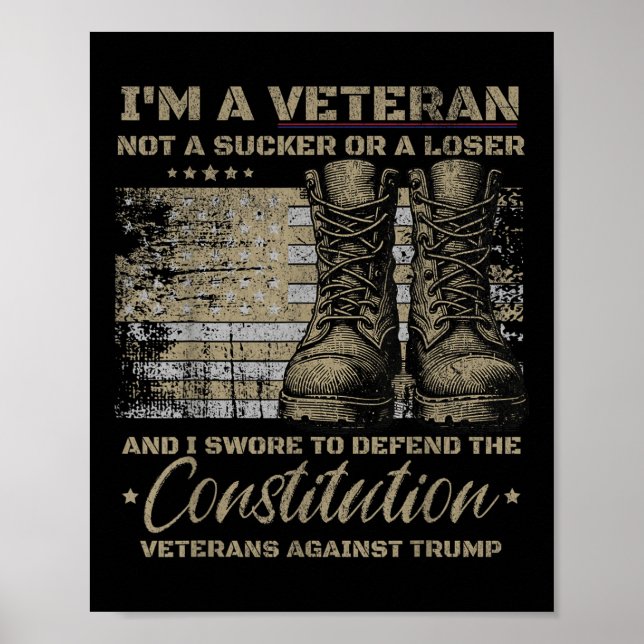 Retro-Militärveteranen gegen Trump-Protest Poster (Vorne)