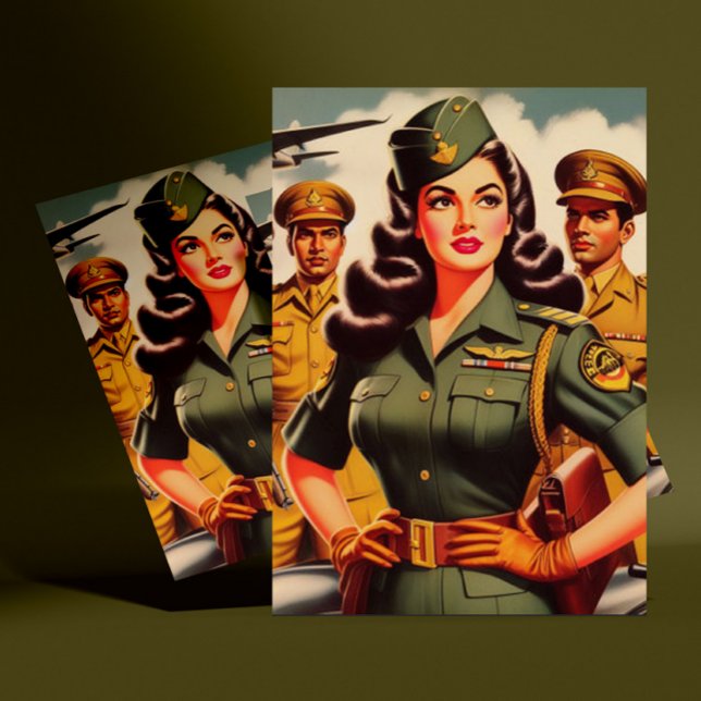 Retro Military Pinup Postkarte (Von Creator hochgeladen)