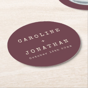 Retro Minimal Burgunder Schreibmaschine Benutzerde Runder Pappuntersetzer