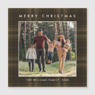 Retro Minimale Weihnachten Kariertes FOTO Magnetka Magnetkarte