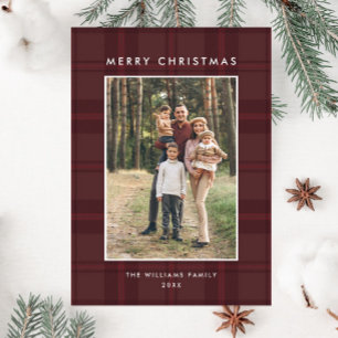 Retro Minimale Weihnachten Kariertes FOTO Magnetka Magnetkarte