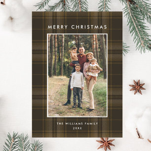 Retro Minimale Weihnachten Kariertes FOTO Magnetka Magnetkarte
