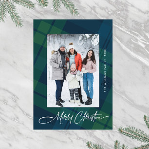 Retro Minimale Weihnachten Kariertes FOTO Magnetka Magnetkarte