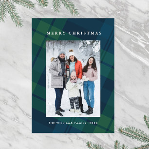 Retro Minimale Weihnachten Kariertes FOTO Magnetka Magnetkarte