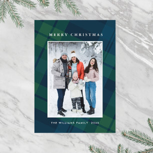 Retro Minimale Weihnachten Kariertes FOTO Magnetka Magnetkarte