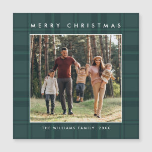 Retro Minimale Weihnachten Kariertes FOTO Magnetka Magnetkarte