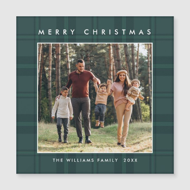 Retro Minimale Weihnachten Kariertes FOTO Magnetka Magnetkarte (Vorderseite)