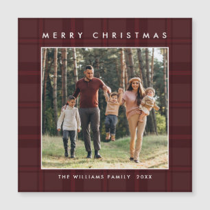 Retro Minimale Weihnachten Kariertes FOTO Magnetka Magnetkarte