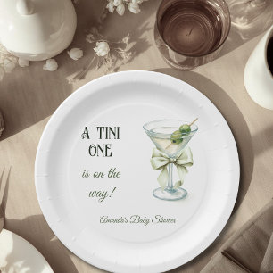 Retro-Minimalist A Tini One Baby-Shower Pappteller