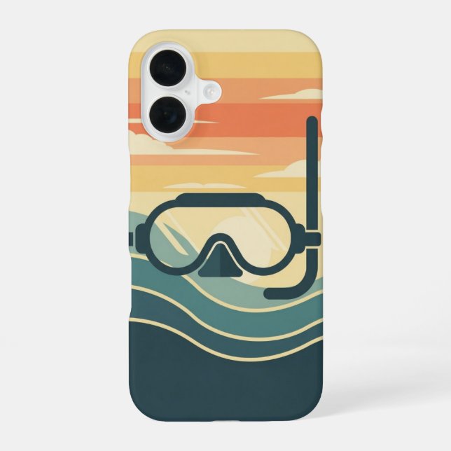 Retro Minimalist Diving iPhone 16 Hülle (Rückseite)