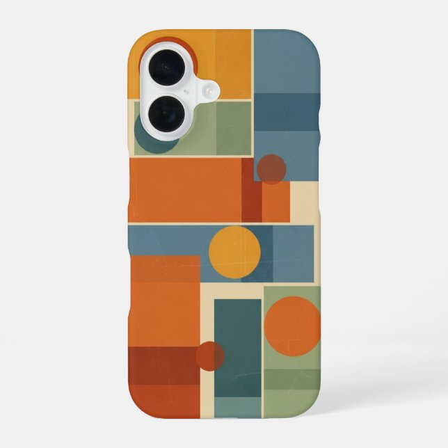 Retro Minimalist Geometric Layering iPhone 16 Hülle (Rückseite)